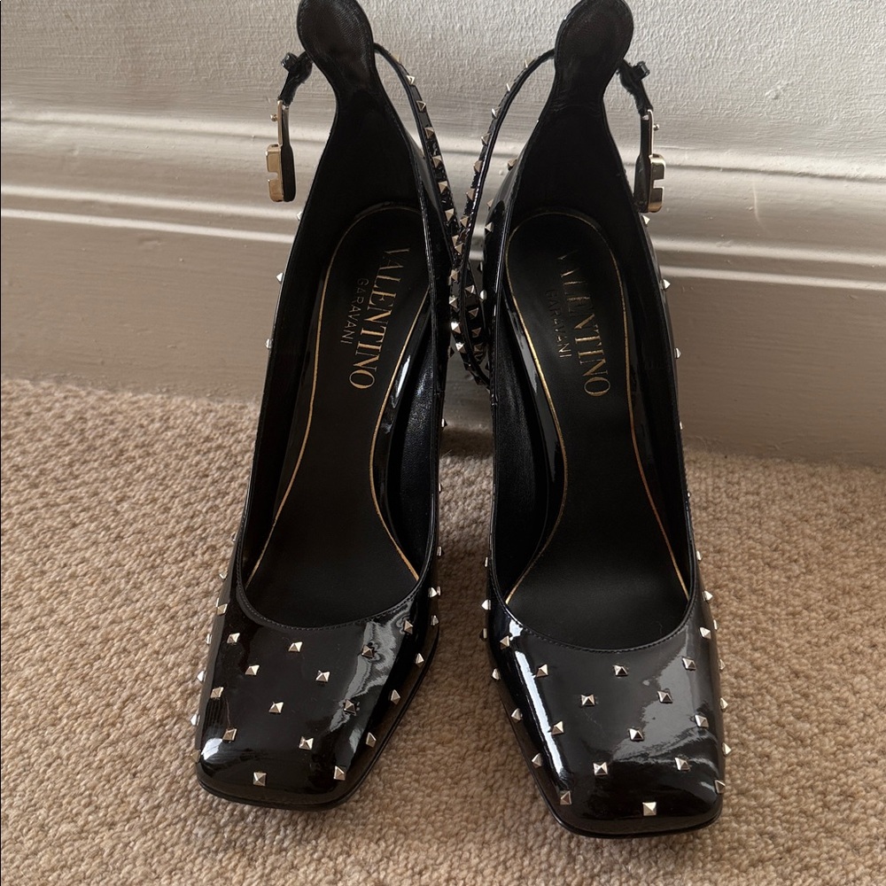 Valentino Black Patent Studded Pumps